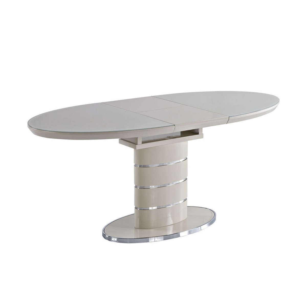 белый овальный раздвижной стол на одной ножке